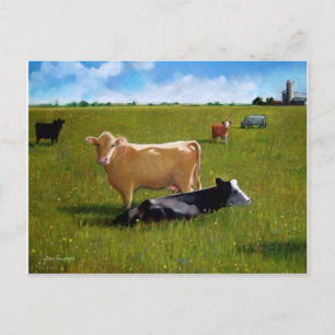 KOEIEN IN PASTURE PASTEL BRIEFKAART