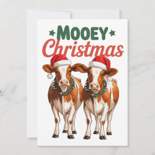 Koeien Kerstmannen Mutsen Prettig Kerstfeest Vakan Feestdagenkaart