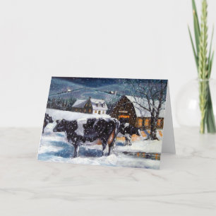 KOEIEN: KERSTMIS: SNEEUW: KUNST: HOLSTEIN FEESTDAGEN KAART