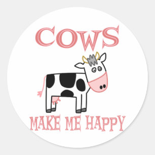Koeien maken me gelukkig ronde sticker