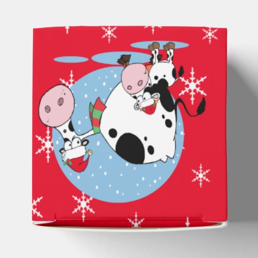 Koeien met kerstmis in het land met kerstmantels bedankdoosjes (Bovenkant)