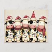 Koeien met Santa Hat kerstverlichting Feestdagenkaart (Voorkant)