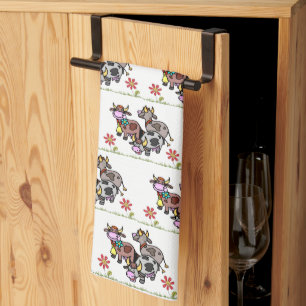 Koeien Moo Floral Kitchen Hand Towel Theedoek