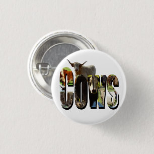 Koeien naam Afbeelding Logo met Koeien, Ronde Button 3,2 Cm