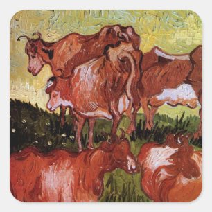 Koeien (naar Jordaens) door Vincent van Gogh Vierkante Sticker