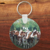 Koeien nieuwsgierig sleutelhanger (Voorkant)
