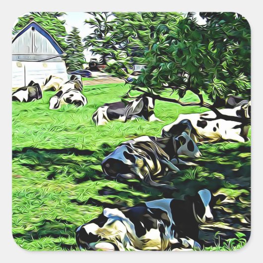 Koeien op een Boerderij dat rust op een Sticker ui (Voorkant)