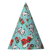 Koeien Op Het Boerderij Schuur en Tractoren Verjaa Feesthoedjes (Achterkant)