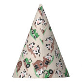 Koeien Op Het Boerderij Schuur en Tractoren Verjaa Feesthoedjes (Achterkant)