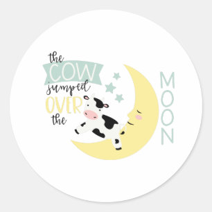 Koeien over de maan ronde sticker
