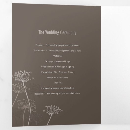 Koeien peterselie bloemhoofd bruine herfst bruilof drieluik programma (Binnenzijde eerst)