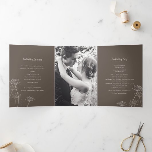 Koeien peterselie bloemhoofd bruine herfst bruilof drieluik programma (Binnen)