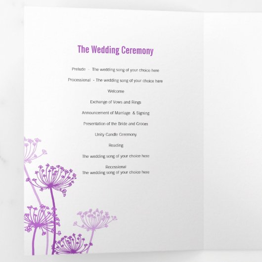 Koeien peterselie paarse bruiloft drieluik programma (Binnenzijde eerst)