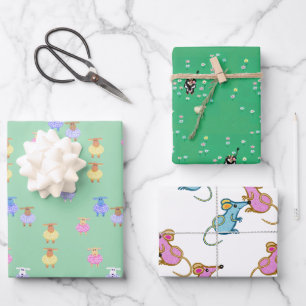 koeien schapenlammeren muizen kinderen inpakpapier vel