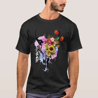 Koeien schedel Boho bloem Roos Zonnebloem Boerderi T-shirt