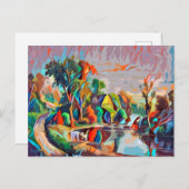 Koeien van katoen Pond Landschap Abstracte kleurr Briefkaart (Voorkant / Achterkant)