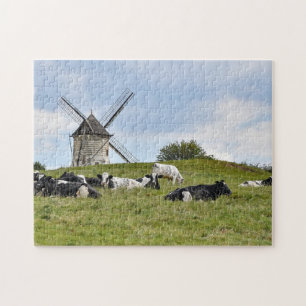 Koeien Vee Molen Windmolen Landbouwgrond Weiland L Legpuzzel