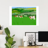 Koeien voor grazing poster (Thuiskantoor)