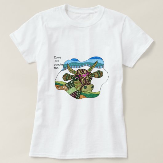 Koeien zijn ook mensen! t-shirt (Design voorkant)