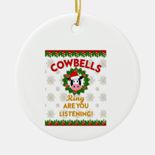 Koeienbellen rinkelen, luister je Kerstmis Grappig Keramisch Ornament