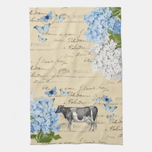  Koeienblauw Briefkaart Tea Towel Theedoek (Verticaal)