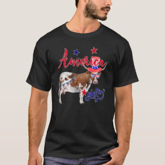 Koeienboerderij 4 juli Patriottisch boerenmeisje A T-shirt