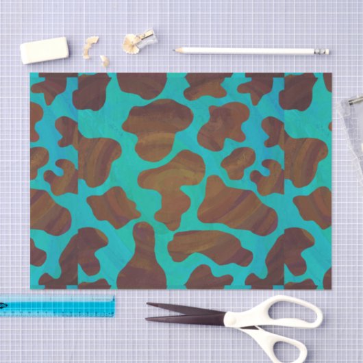 Koeienbruin en Blauwgroen afdrukken Tissuepapier (Craft)