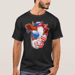 Koeiengezicht Amerika Vlag 4 juli Koe T-shirt