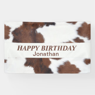 koeienhuid bruin HAPPY BIRTHDAY Spandoek