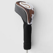 Koeienhuid Bruin Witte Monogram Golfheadcover (Schuin)