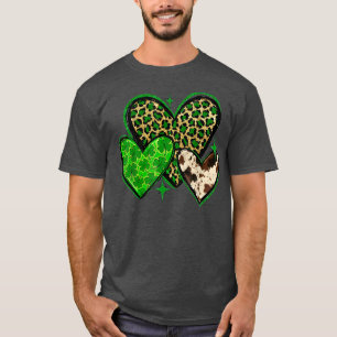 Koeienhuid Leopard Heart Western St Patricks Day I T-shirt