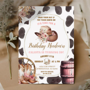 Koeienhuid Woods Cowgirl Verjaardags Hoedown Uitno Kaart
