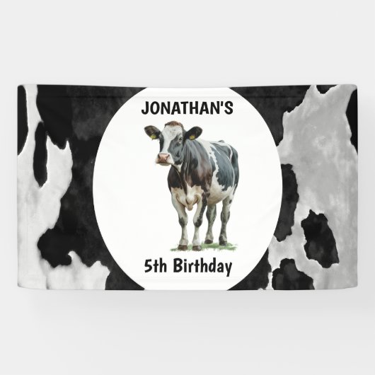 Koeienhuid Zwart-wit Spandoek (Horizontaal)