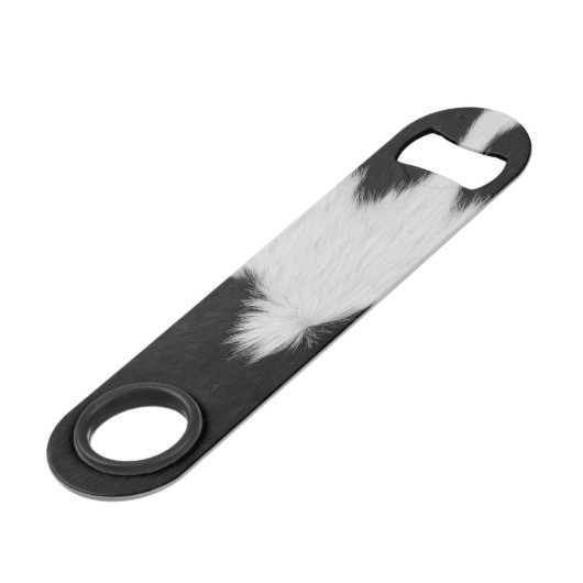 koeienhuid zwart wit speed flessenopener (Voorkant Gekanteld)