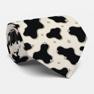 Koeienprint Glitter Nep Zijden Halsdoek Cowboy Stropdas