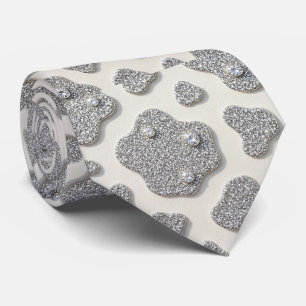 Koeienprint Glitter Nep Zijden Halsdoek Cowboy Stropdas