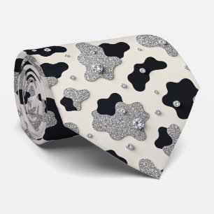 Koeienprint Glitter Nep Zijden Halsdoek Cowboy Stropdas