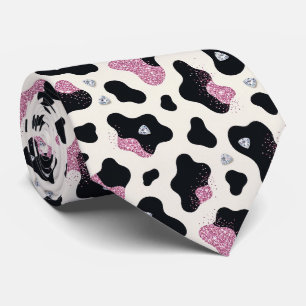 Koeienprint Glitter Nep Zijden Halsdoek Cowgirl Stropdas