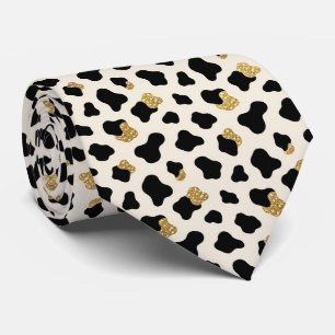 Koeienprint Glitter Nep Zijden Nekdas Cowboy Stropdas