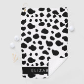Koeienprint, koeienvlekken, zwart-wit, jouw naam golfhanddoek (Insitu)