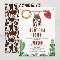 Koeienprint Rustieke Eerste Rodeo Cowboy