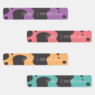 Koeienprint Schoolklas Lunch Naam Nummer Labels