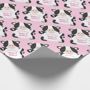 Koeienroze Baby shower Cadeaupapier