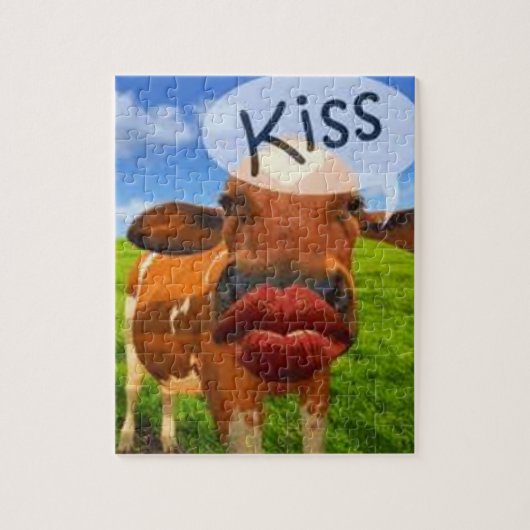 Koeienzoen! Cute en entertainment! Legpuzzel (Verticaal)