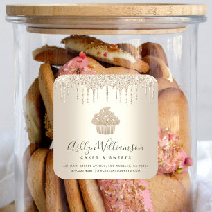 Koeken gebakken bakkerij, gebak, champagne Glitter Vierkante Sticker