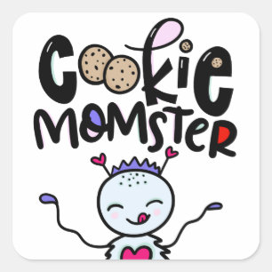 Koekje Momster, hand getekend Vierkante Sticker
