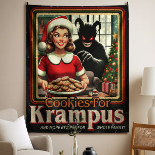 Koekje voor Krampus Prettig Krampus Kerstmis Horro Wandkleed