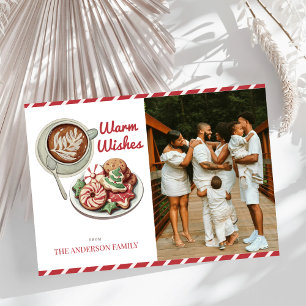 Koekjes en cacao rode kerstfoto feestdagenkaart
