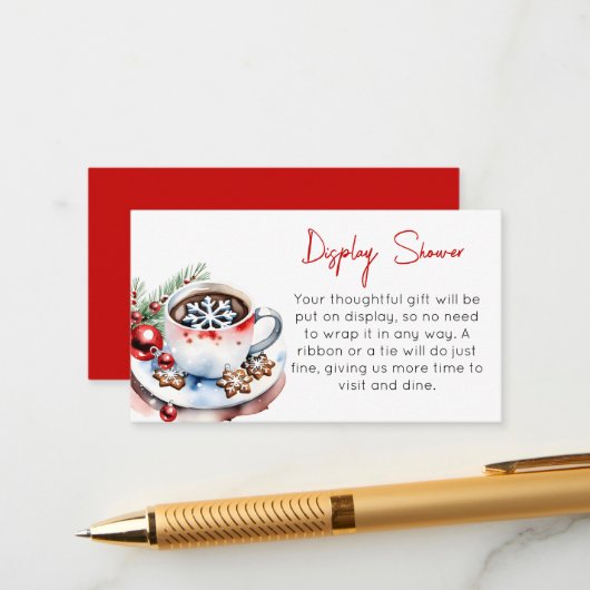 Koekjes en cacao winterse kerstdouche informatiekaartje (Voorkant / Achterkant in situ)