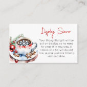 Koekjes en cacao winterse kerstdouche informatiekaartje (Voorkant)